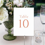 Simple Minimal White Citrus Grove Table Numbers<br><div class="desc">Simple and elegant with minimalist appeal, this lovely wedding table number card in white with citrus orange text has a clean modern look. No matter what colour you use for your wedding flowers, bridesmaids or groomsman's attire, the simplicity of the table numbers allows your wedding colour scheme to shine! NOTE:...</div>