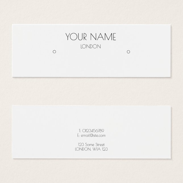 Simple minimal white earring display card (Front & Back)
