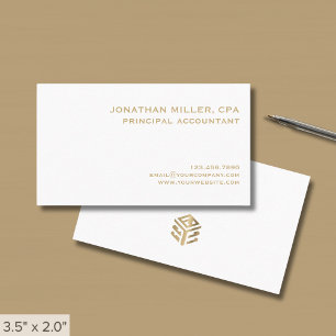 Simple Minimal White Gold Logo Business Card