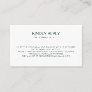 Simple minimal white QR Code online RSVP Enclosure Card