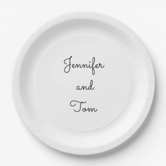 simple minimal white wedding cake paper plate