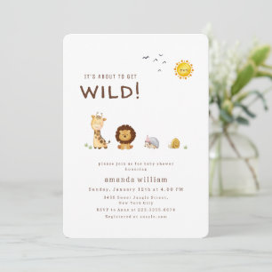 Simple Minimal Wild Sarafi Animals Baby Shower Invitation
