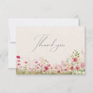 Simple minimal Wildflower Creamy Thank you Card