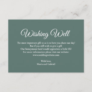 Simple minimal wishing well. Dusty green wedding Enclosure Card