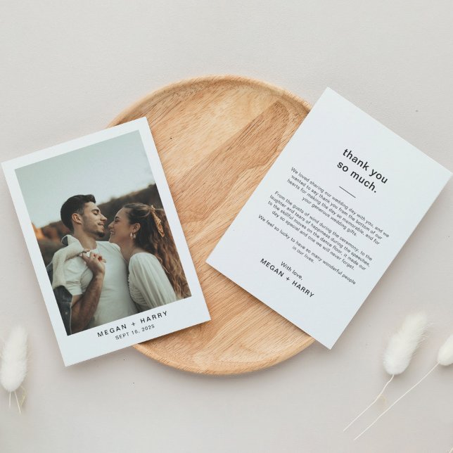 Simple Minimal with Photo Wedding Thank You Card (Creator Uploaded)