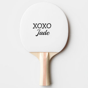 Simple minimal xoxo love add your text name throw ping pong paddle