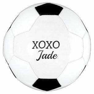 Simple minimal xoxo love add your text name throw soccer ball