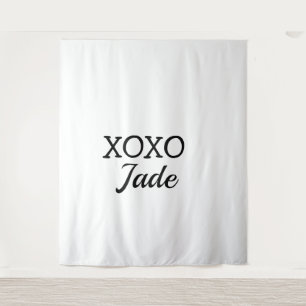 Simple minimal xoxo love add your text name throw tapestry