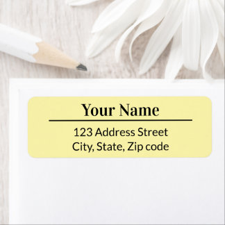 Simple Minimal Yellow Name Mailing Return Address