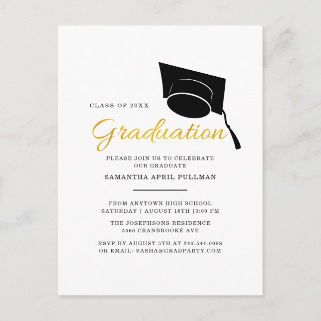 Simple Minimalist 2025 Graduation Party Invitation Postcard (Front)
