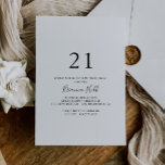 Simple Minimalist 21st Birthday Party Invitation<br><div class="desc">This simple minimalist 21st birthday party invitation is perfect for a modern event. The simple and elegant design features classic and fancy script typography in black and white.</div>