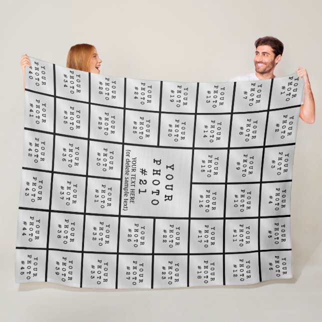 Simple Minimalist 45 Photo Collage Personalised Fleece Blanket (In Situ)