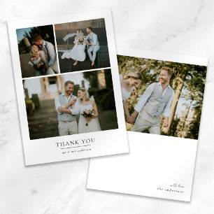 Simple Minimalist 4 Photo Wedding Thank You Card