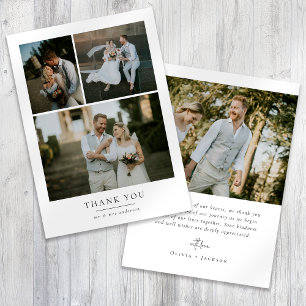 Simple Minimalist 4 Photo Wedding Thank You Card