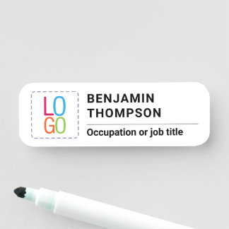 Simple Minimalist Add Logo & Name Business White Tag