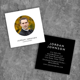 Simple Minimalist Add Your Photo Editable Colour Square Business Card