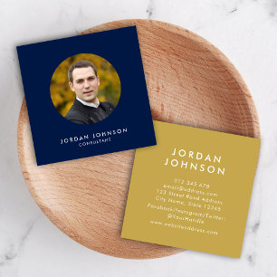 Simple Minimalist Add Your Photo Editable Colour Square Business Card