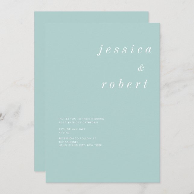 Simple Minimalist Airy Pastel Wedding Invitation (Front/Back)