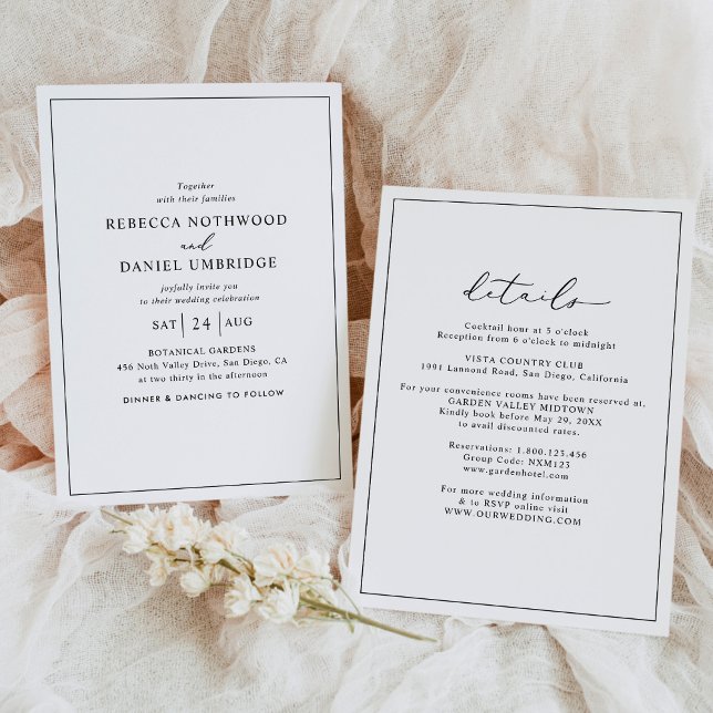 Simple Minimalist All In One Wedding Invitation (Creator Uploaded)