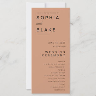 Simple Minimalist Antique Brass Wedding Program