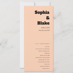 Simple Minimalist Apricot Orange Wedding Program