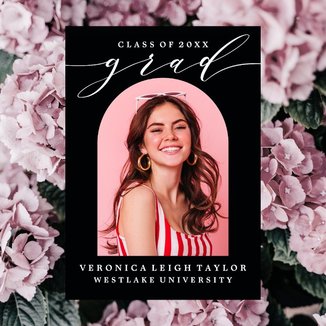 SIMPLE MINIMALIST ARCH CALLIGRAPHY GRAD INVITATION (Creator Uploaded)