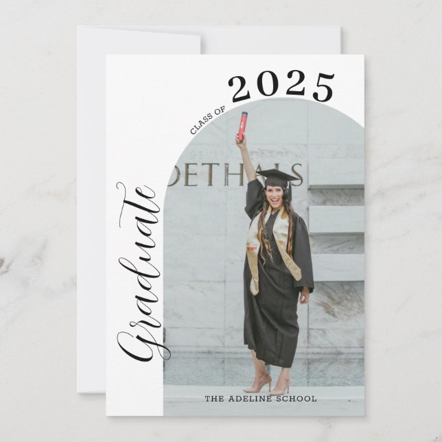 Simple Minimalist Arch Photo Graduation invitation (Back)