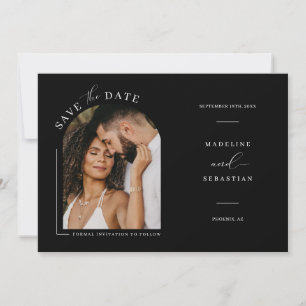 Simple Minimalist Arch Photo QR Code Save the Date Invitation