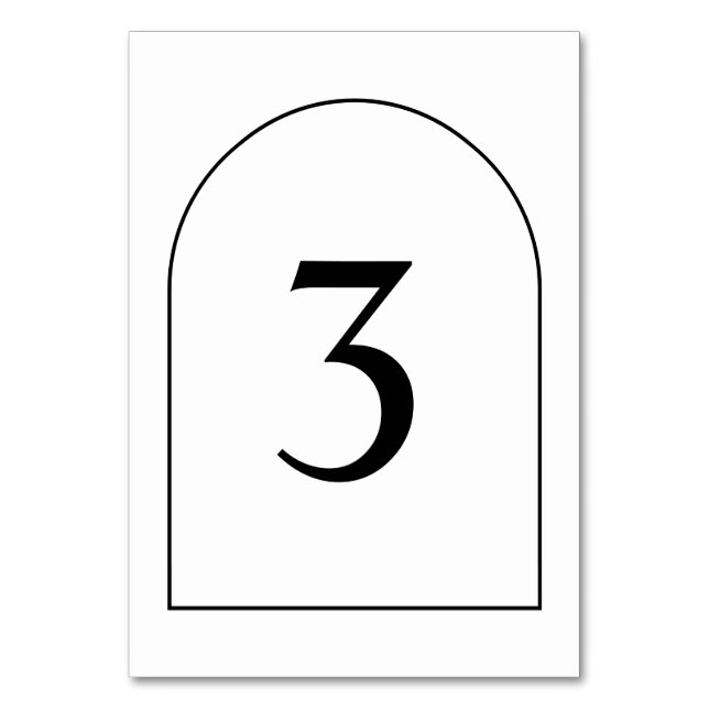 Simple Minimalist Arch Wedding Table Number (Front)