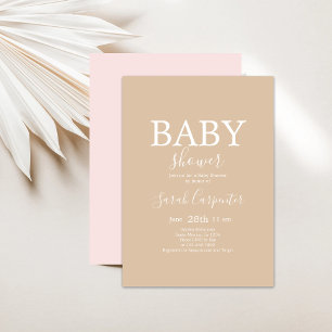 Simple Minimalist Baby Shower Girl Invitation