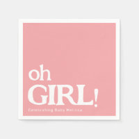 Simple Minimalist Baby Shower Pink Oh Girl