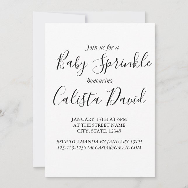 Simple minimalist baby shower sprinkle inviation invitation (Front)