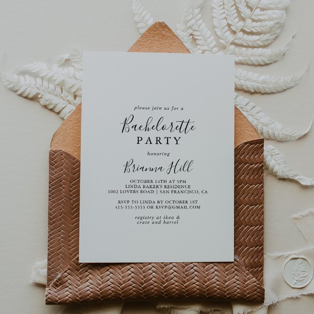 Simple Minimalist Bachelorette Party Invitation (Creator Uploaded)