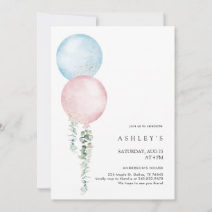 Simple Minimalist Balloon Birthday Invitation
