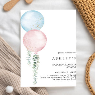 Simple Minimalist Balloon Birthday Invitation