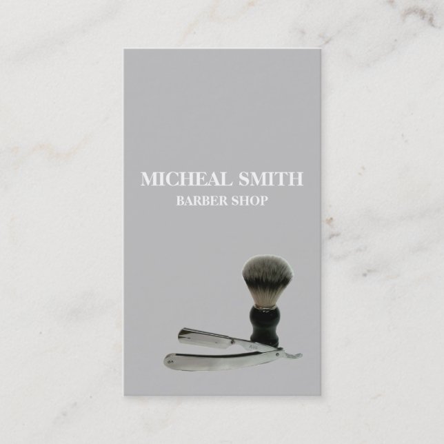 Simple Minimalist Barber Shop Business Card (Front)
