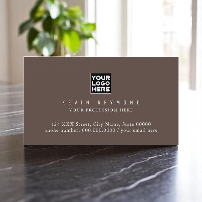 Simple Minimalist Basic Brownish Professional Business Card (Creator Uploaded)