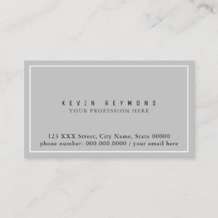 Simple & Minimalist Basic Gray Professional Business Card