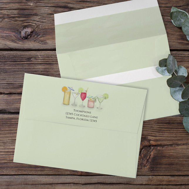 Simple Minimalist Basic Green Watercolor Cocktail Envelope (Creator Uploaded)