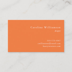 Simple Minimalist Basic Orange Professional Business Card