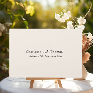 Simple minimalist beige classic wedding guest book