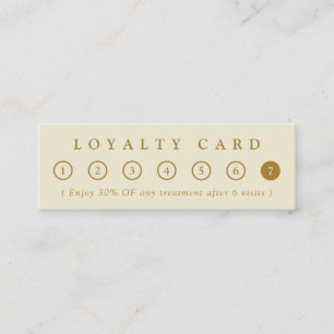 Simple Minimalist Beige & Gold Business Logo Salon Loyalty Card