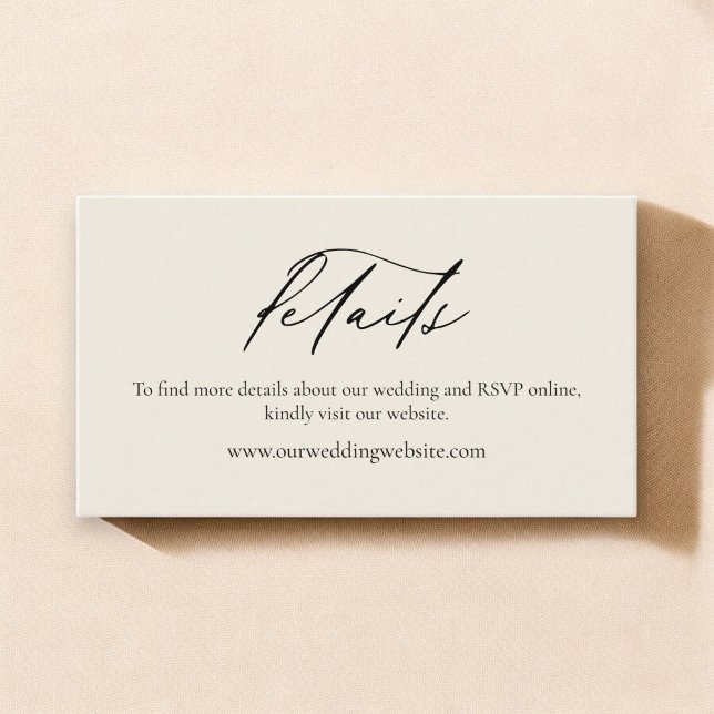 Simple Minimalist Beige Neutral Wedding Details Business Card (Creator Uploaded)