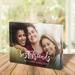 Simple Minimalist Best Friends Photo Calligraphy Block