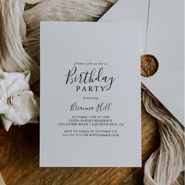 Simple Minimalist Birthday Party Invitation (Creator Uploaded)