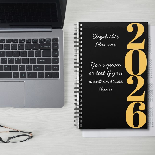 Simple Minimalist Black and Gold Name and Year  Planner (Creator Uploaded)