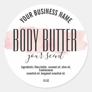 SIMPLE MINIMALIST black and white BODY BUTTER Classic Round Sticker