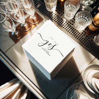 Simple Minimalist Black and White Bridal Shower Napkin