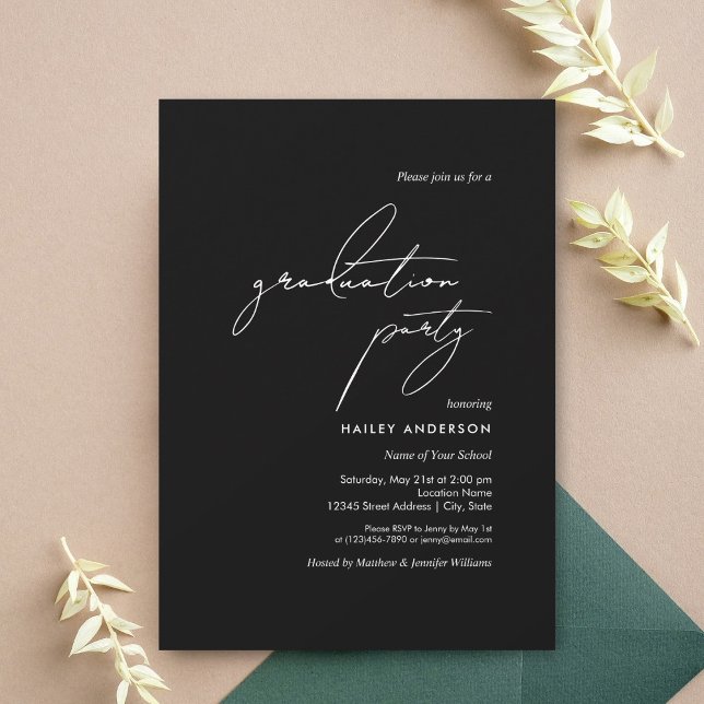 Simple Minimalist Black and White Graduation Party Invitation (Creator Uploaded)