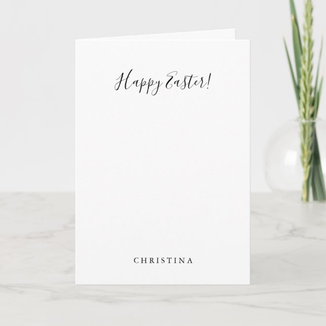 Simple Minimalist Black and White Happy Easter  Holiday Card (Front)